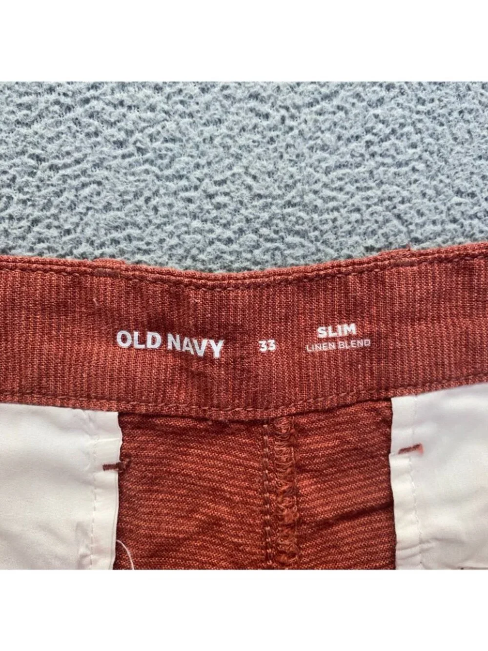 Old Navy Slim Linen Blend Size 33 Chino Shorts Cotton Mens Golf brick,Pockets